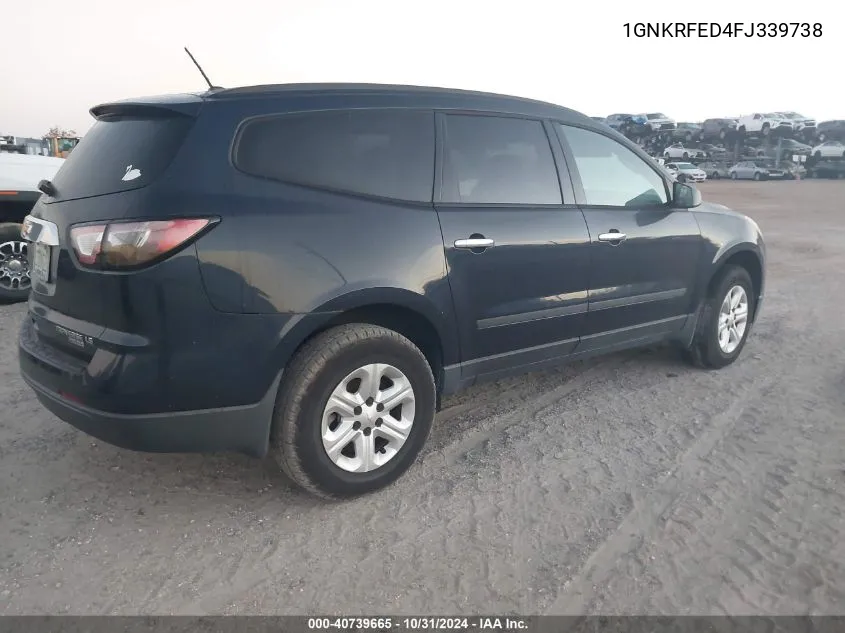 2015 Chevrolet Traverse Ls VIN: 1GNKRFED4FJ339738 Lot: 40739665