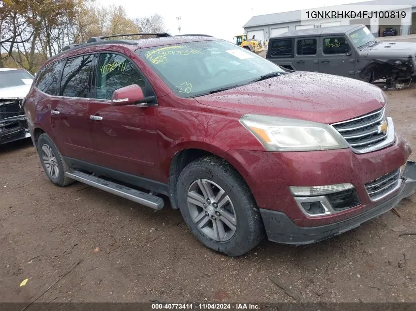 2015 Chevrolet Traverse 2Lt VIN: 1GNKRHKD4FJ100819 Lot: 40773411