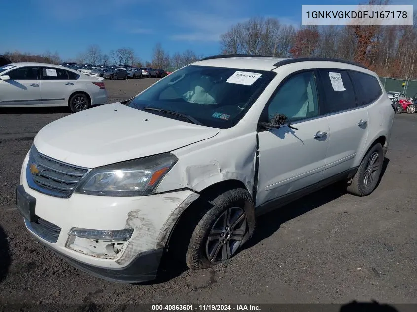 2015 Chevrolet Traverse 1Lt VIN: 1GNKVGKD0FJ167178 Lot: 40863601