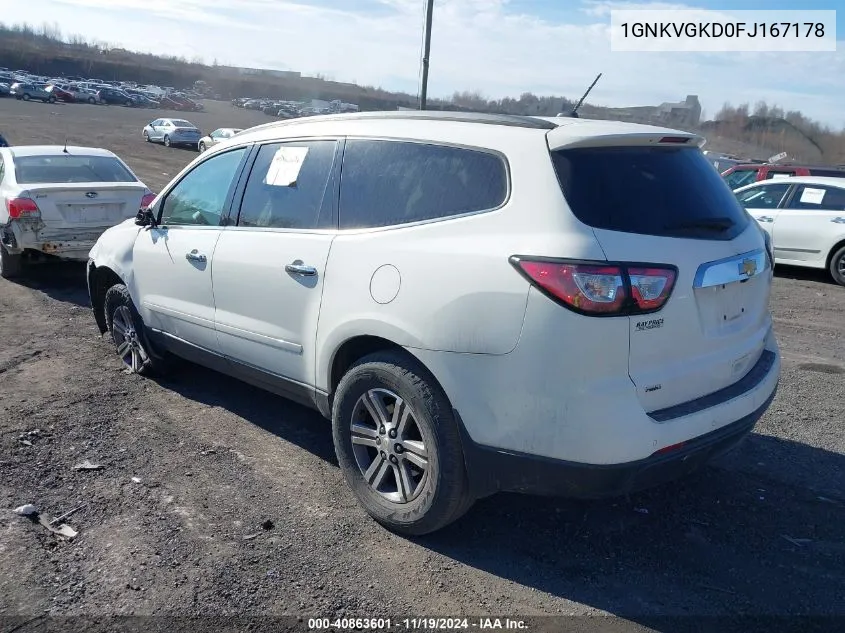 2015 Chevrolet Traverse 1Lt VIN: 1GNKVGKD0FJ167178 Lot: 40863601