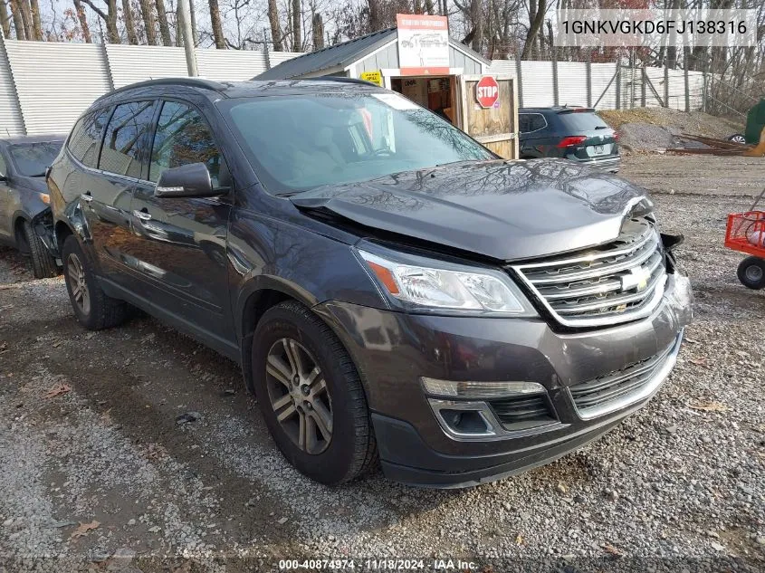 2015 Chevrolet Traverse 1Lt VIN: 1GNKVGKD6FJ138316 Lot: 40874974