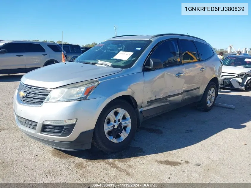 2015 Chevrolet Traverse Ls VIN: 1GNKRFED6FJ380839 Lot: 40904915