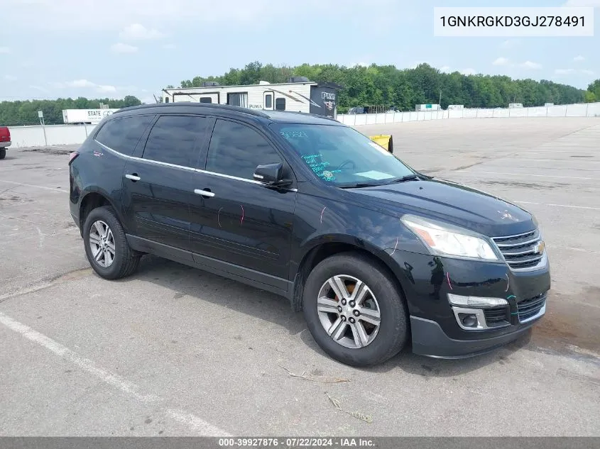 1GNKRGKD3GJ278491 2016 Chevrolet Traverse 1Lt