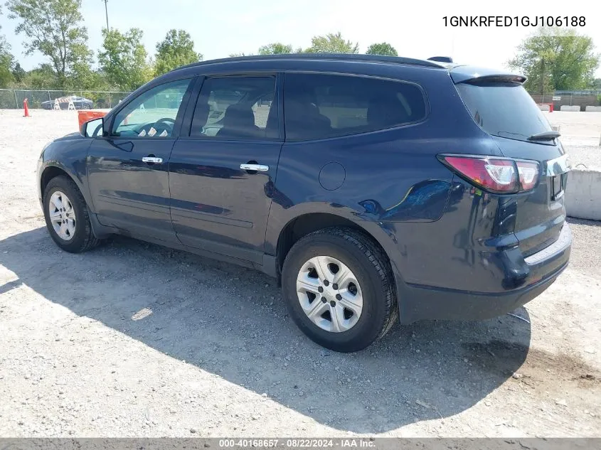 2016 Chevrolet Traverse Ls VIN: 1GNKRFED1GJ106188 Lot: 40168657