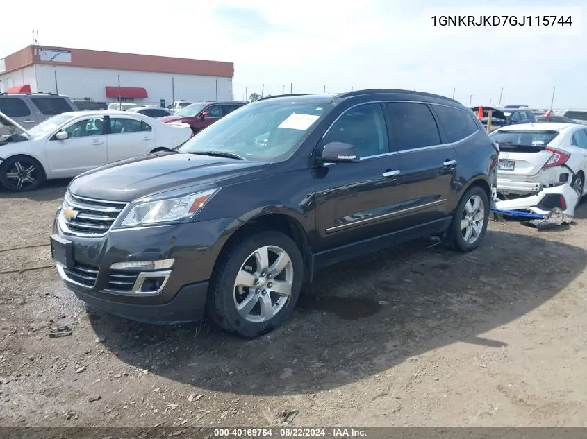 2016 Chevrolet Traverse Ltz VIN: 1GNKRJKD7GJ115744 Lot: 40169764