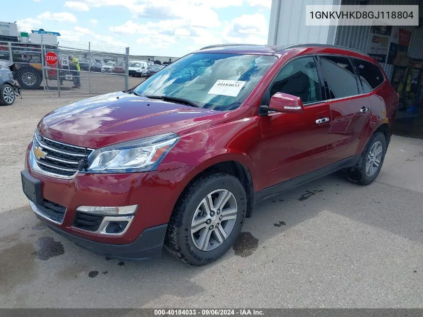 2016 Chevrolet Traverse 2Lt VIN: 1GNKVHKD8GJ118804 Lot: 40184033