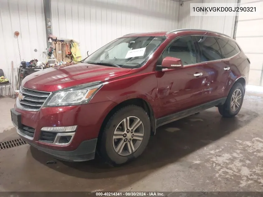 2016 Chevrolet Traverse 1Lt VIN: 1GNKVGKD0GJ290321 Lot: 40214341