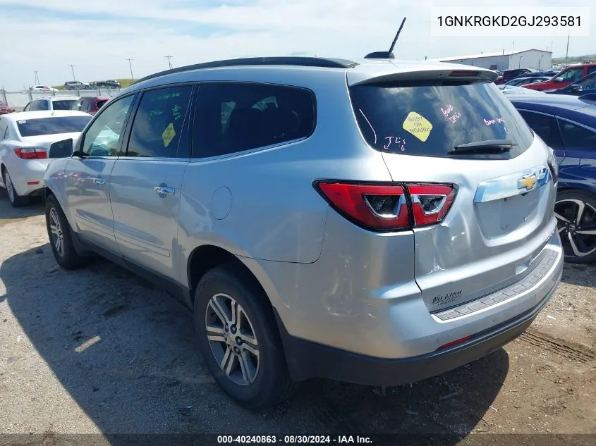 1GNKRGKD2GJ293581 2016 Chevrolet Traverse 1Lt