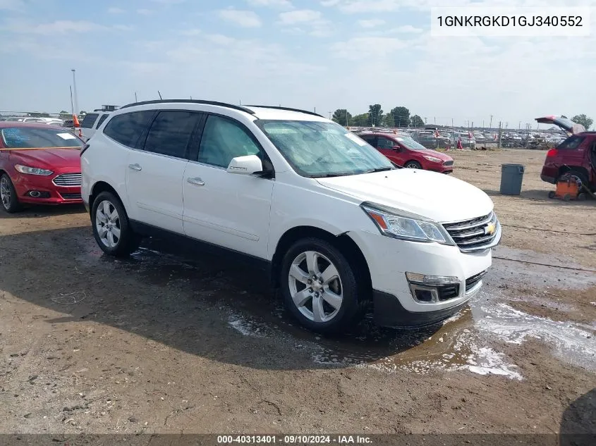 2016 Chevrolet Traverse Lt VIN: 1GNKRGKD1GJ340552 Lot: 40313401