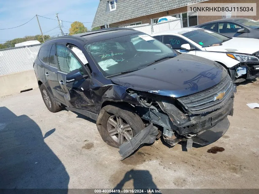 2016 Chevrolet Traverse 2Lt VIN: 1GNKRHKD8GJ115034 Lot: 40354419