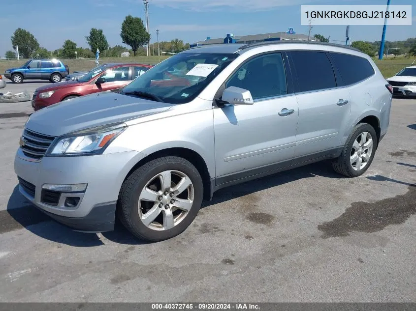 2016 Chevrolet Traverse 1Lt VIN: 1GNKRGKD8GJ218142 Lot: 40372745