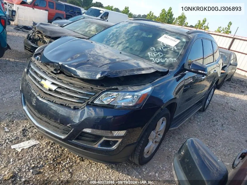 2016 Chevrolet Traverse 1Lt VIN: 1GNKRGKD0GJ306893 Lot: 40373595