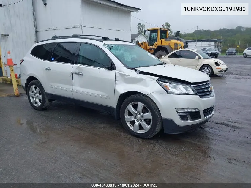 2016 Chevrolet Traverse Lt VIN: 1GNKVGKDXGJ192980 Lot: 40433835