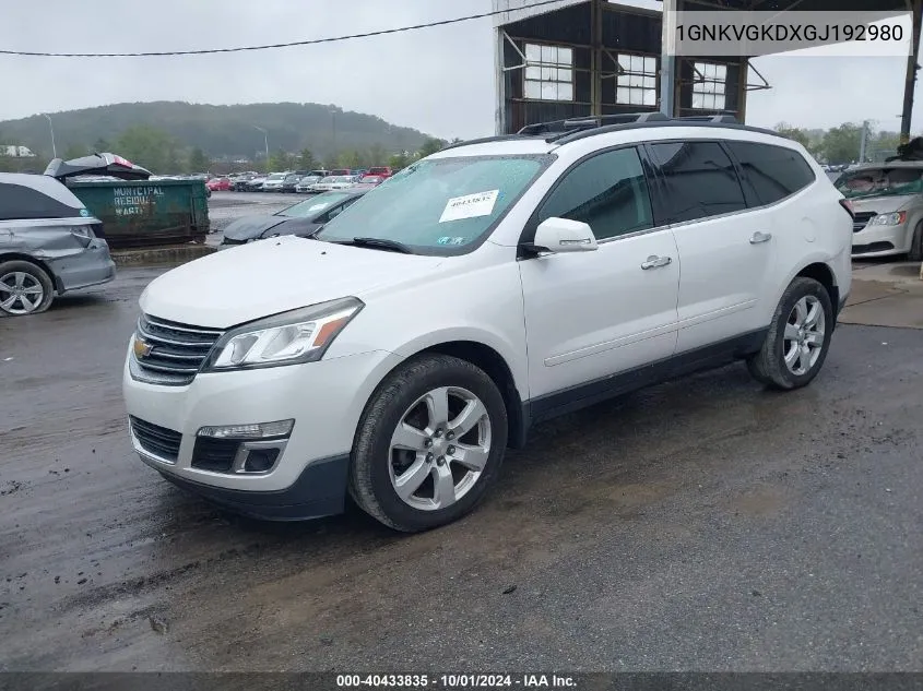 2016 Chevrolet Traverse Lt VIN: 1GNKVGKDXGJ192980 Lot: 40433835