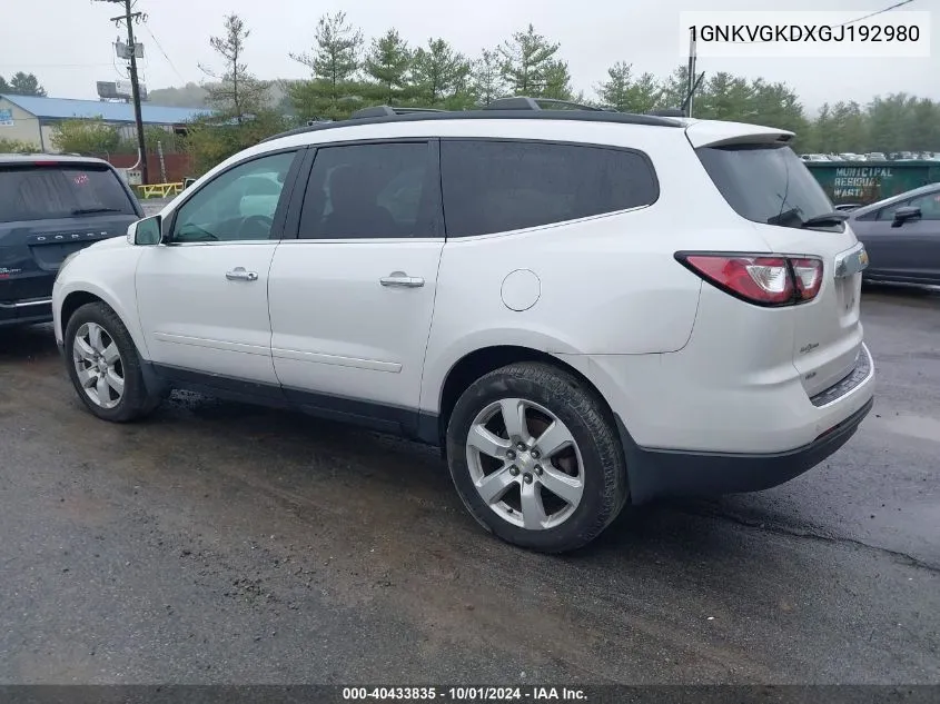 2016 Chevrolet Traverse Lt VIN: 1GNKVGKDXGJ192980 Lot: 40433835