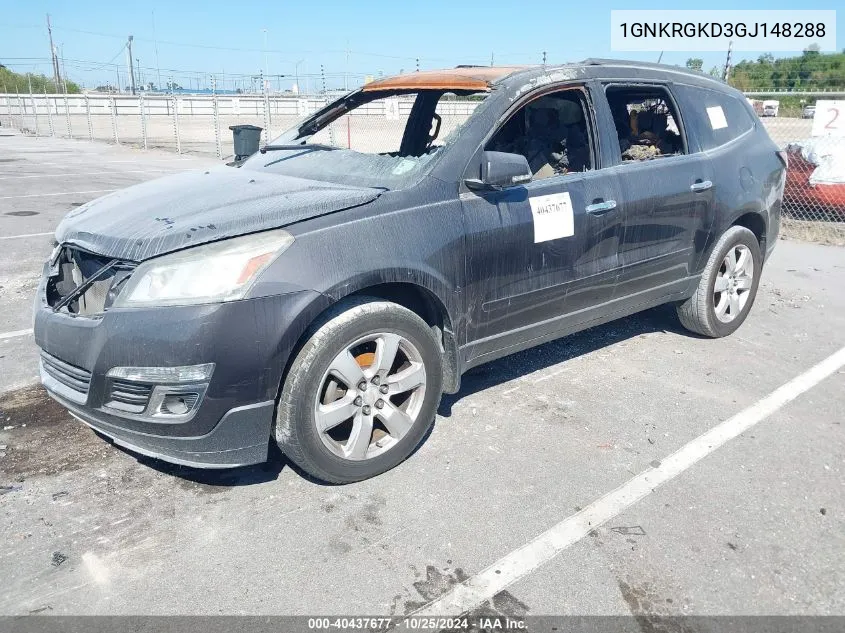 2016 Chevrolet Traverse 1Lt VIN: 1GNKRGKD3GJ148288 Lot: 40437677