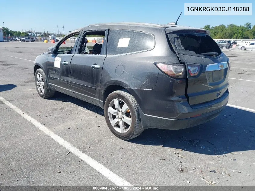 2016 Chevrolet Traverse 1Lt VIN: 1GNKRGKD3GJ148288 Lot: 40437677