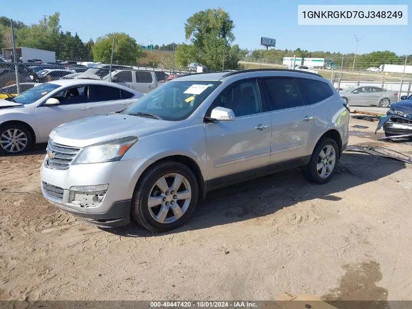 2016 Chevrolet Traverse Lt VIN: 1GNKRGKD7GJ348249 Lot: 40447420