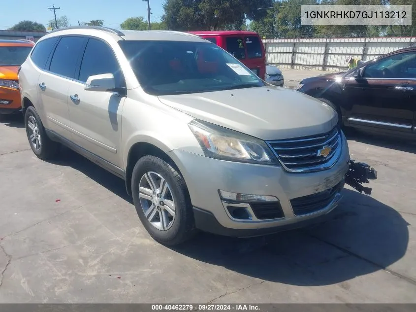 2016 Chevrolet Traverse 2Lt VIN: 1GNKRHKD7GJ113212 Lot: 40462279