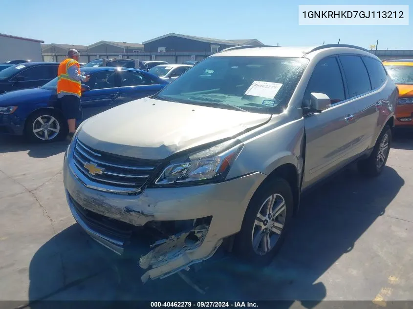 2016 Chevrolet Traverse 2Lt VIN: 1GNKRHKD7GJ113212 Lot: 40462279