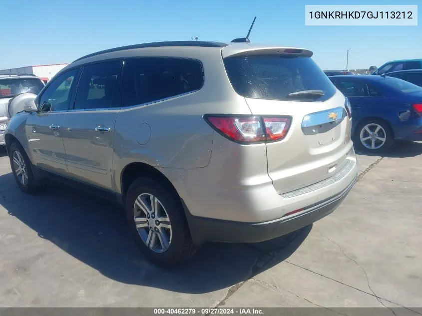 1GNKRHKD7GJ113212 2016 Chevrolet Traverse 2Lt