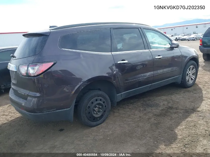 1GNKVGKD7GJ202350 2016 Chevrolet Traverse 1Lt