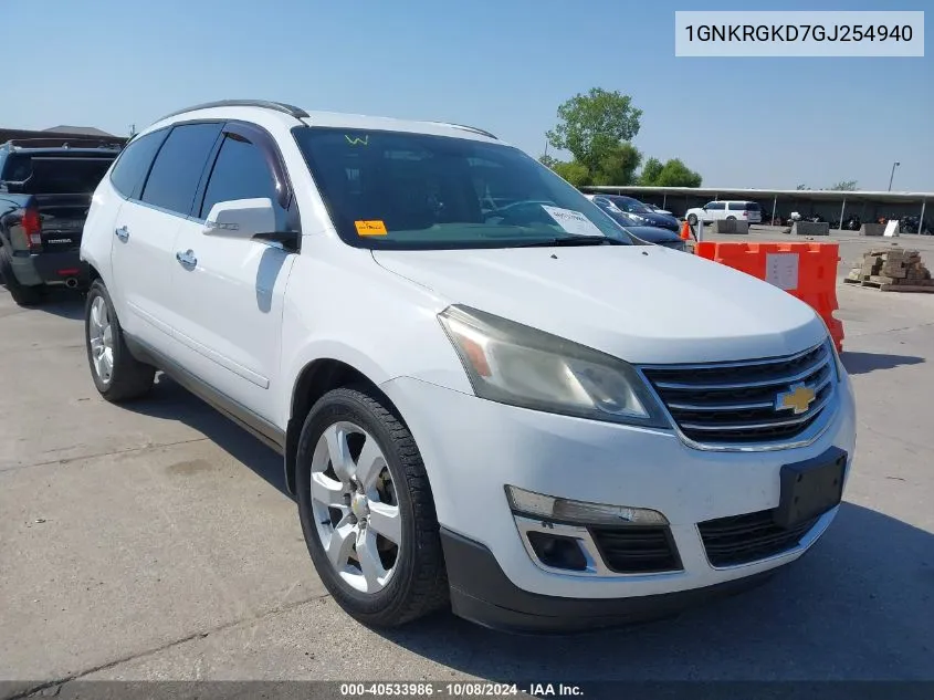 2016 Chevrolet Traverse 1Lt VIN: 1GNKRGKD7GJ254940 Lot: 40533986