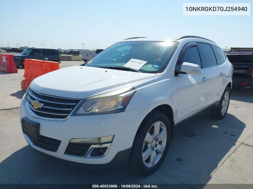 2016 Chevrolet Traverse 1Lt VIN: 1GNKRGKD7GJ254940 Lot: 40533986