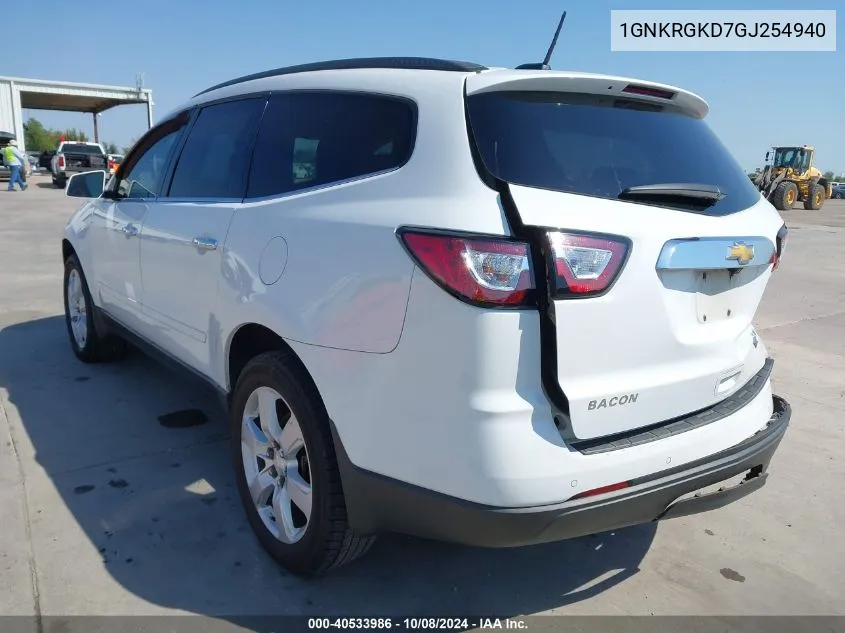 2016 Chevrolet Traverse 1Lt VIN: 1GNKRGKD7GJ254940 Lot: 40533986