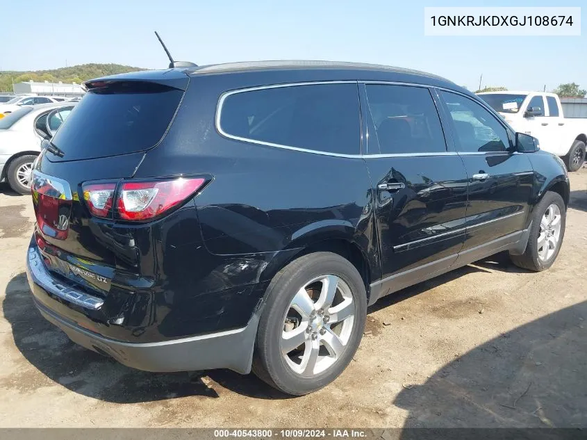 2016 Chevrolet Traverse Ltz VIN: 1GNKRJKDXGJ108674 Lot: 40543800