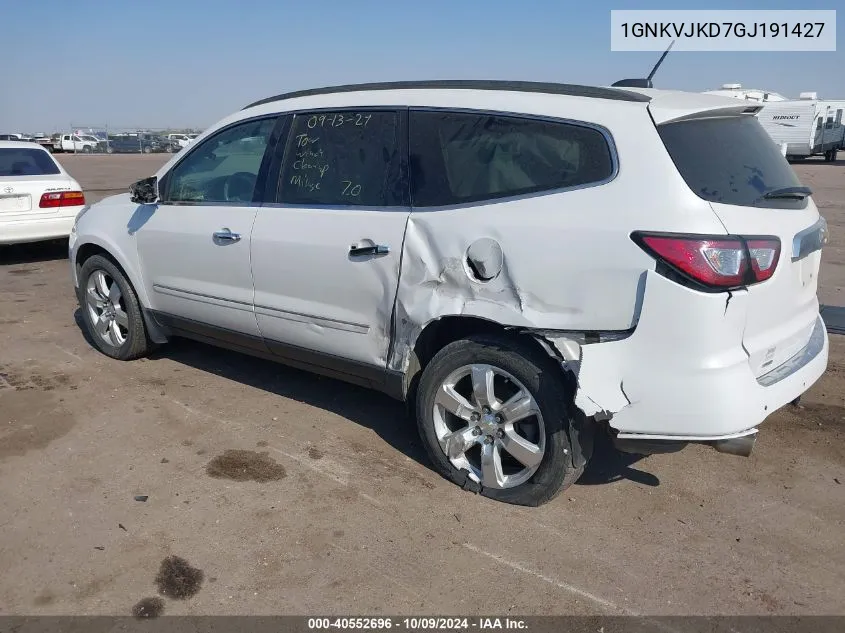 2016 Chevrolet Traverse Ltz VIN: 1GNKVJKD7GJ191427 Lot: 40552696