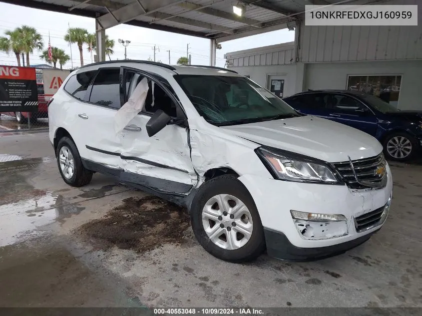 2016 Chevrolet Traverse Ls VIN: 1GNKRFEDXGJ160959 Lot: 40553048