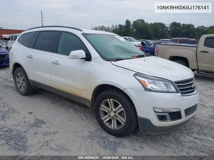 2016 Chevrolet Traverse Lt VIN: 1GNKRHKD6GJ176141 Lot: 40556291