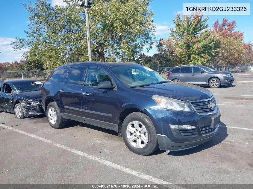 2016 Chevrolet Traverse Ls VIN: 1GNKRFKD2GJ233326 Lot: 40621676