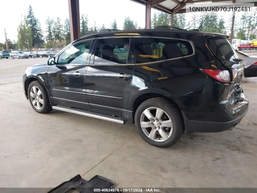 2016 Chevrolet Traverse Ltz VIN: 1GNKVJKD7GJ192481 Lot: 40634876