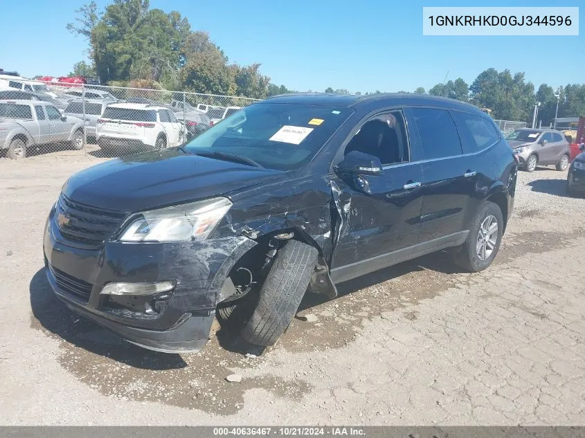 2016 Chevrolet Traverse 2Lt VIN: 1GNKRHKD0GJ344596 Lot: 40636467