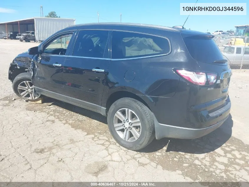 2016 Chevrolet Traverse 2Lt VIN: 1GNKRHKD0GJ344596 Lot: 40636467