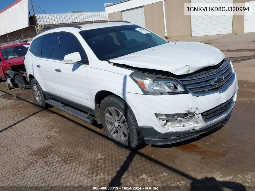 2016 Chevrolet Traverse 2Lt VIN: 1GNKVHKD8GJ320994 Lot: 40639319