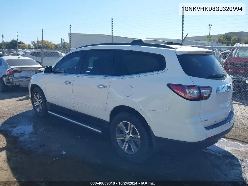 2016 Chevrolet Traverse 2Lt VIN: 1GNKVHKD8GJ320994 Lot: 40639319