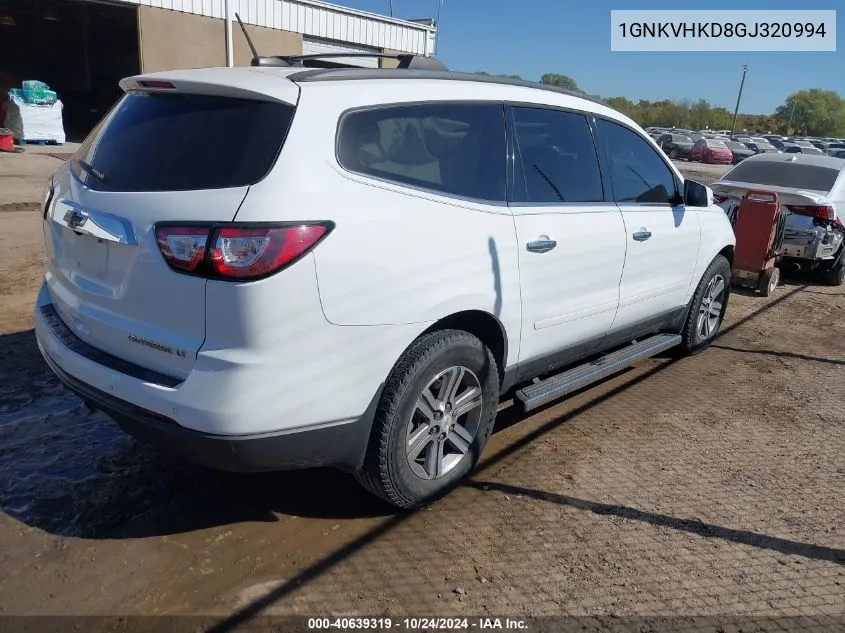 2016 Chevrolet Traverse 2Lt VIN: 1GNKVHKD8GJ320994 Lot: 40639319