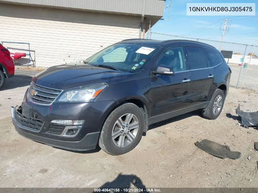 2016 Chevrolet Traverse Lt VIN: 1GNKVHKD8GJ305475 Lot: 40647158