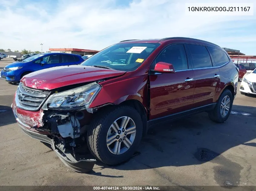 2016 Chevrolet Traverse 1Lt VIN: 1GNKRGKD0GJ211167 Lot: 40744124