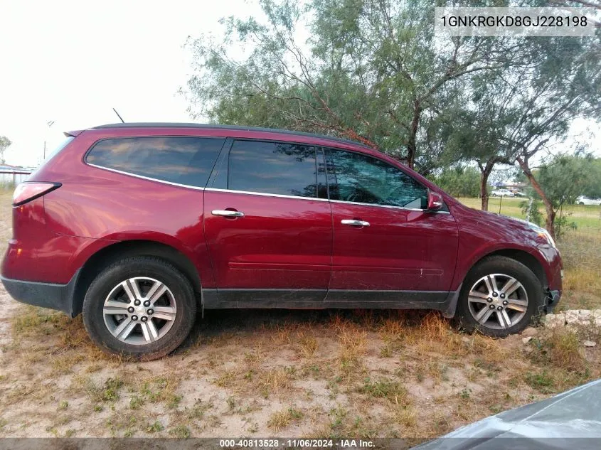 2016 Chevrolet Traverse 1Lt VIN: 1GNKRGKD8GJ228198 Lot: 40813528