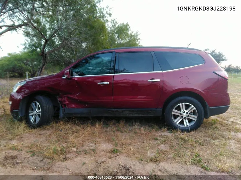 2016 Chevrolet Traverse 1Lt VIN: 1GNKRGKD8GJ228198 Lot: 40813528