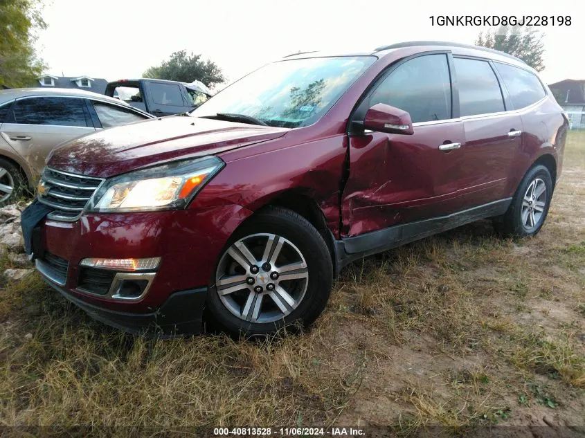 2016 Chevrolet Traverse 1Lt VIN: 1GNKRGKD8GJ228198 Lot: 40813528