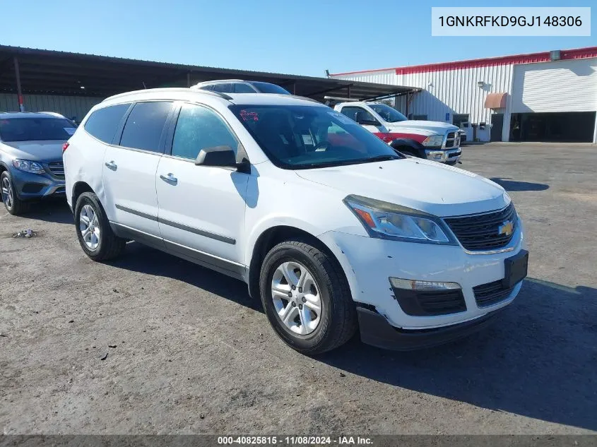 2016 Chevrolet Traverse Ls VIN: 1GNKRFKD9GJ148306 Lot: 40825815