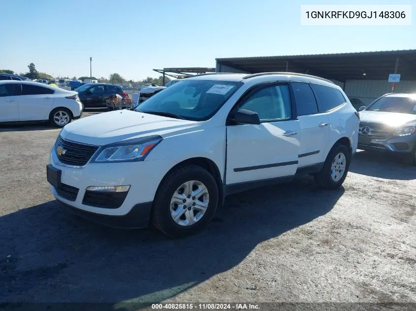 2016 Chevrolet Traverse Ls VIN: 1GNKRFKD9GJ148306 Lot: 40825815