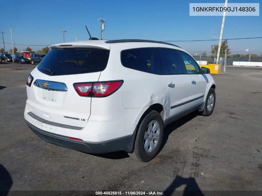 2016 Chevrolet Traverse Ls VIN: 1GNKRFKD9GJ148306 Lot: 40825815