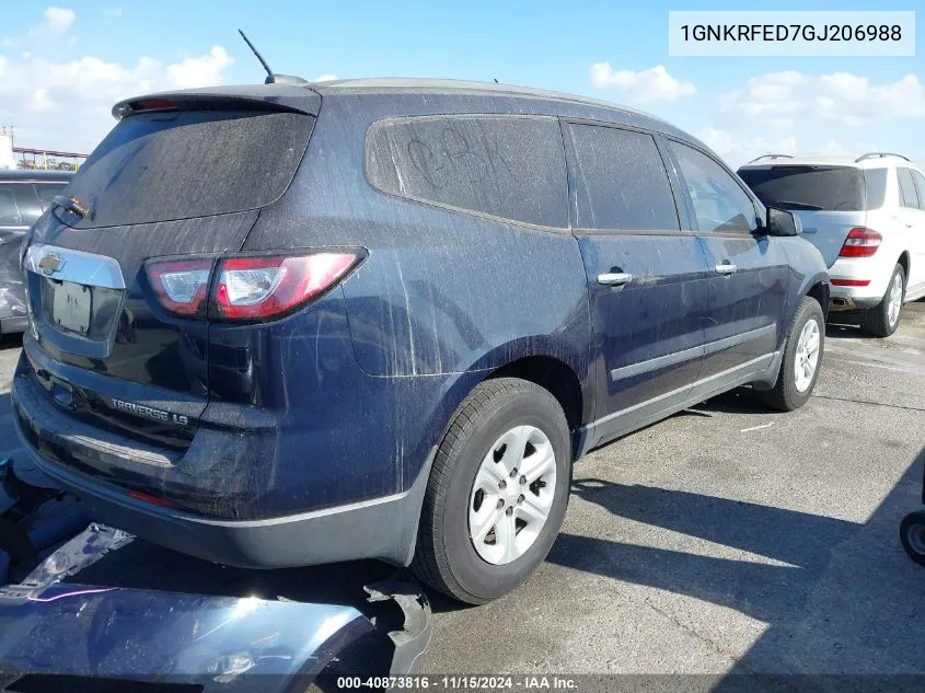 2016 Chevrolet Traverse Ls VIN: 1GNKRFED7GJ206988 Lot: 40873816