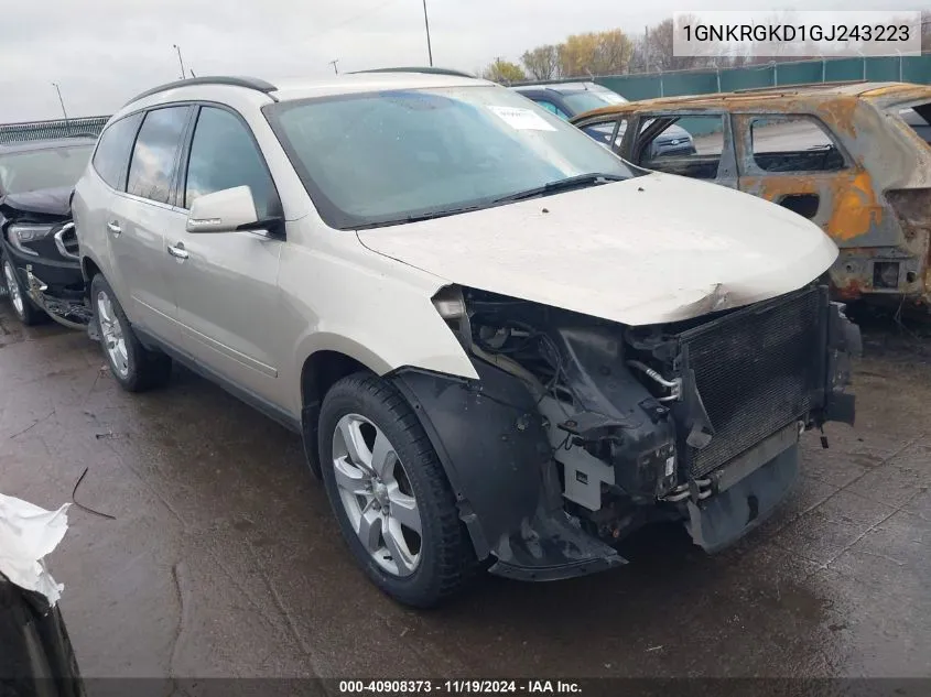 2016 Chevrolet Traverse 1Lt VIN: 1GNKRGKD1GJ243223 Lot: 40908373